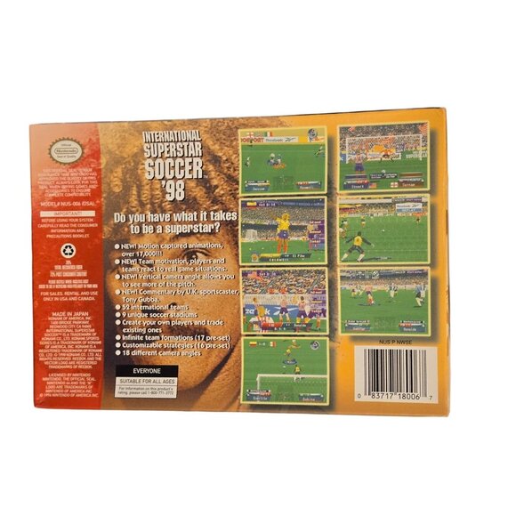 International Superstar Soccer 98 Nintendo 64 N64 Complete In Box Ex Rental - Picture 8 of 15